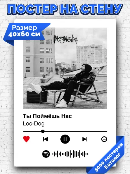 Arthata-spotify постер Спотифай постер Плакат на стену Loc-Dog - Ты поймешь нас 40х60