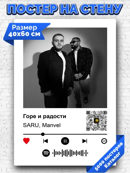 Arthata-spotify постер Спотифай постер Спотифай плакат Saru Manvel - Горе и радости 40х60