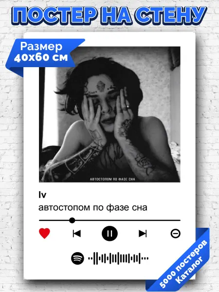 Arthata-spotify постер Спотифай постер Плакат на стену автостопом по фазе сна - lv 40х60