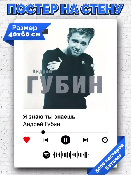 Arthata-spotify постер Спотифай постер Спотифай постер Андрей Губин - Я знаю ты знаешь 40х60