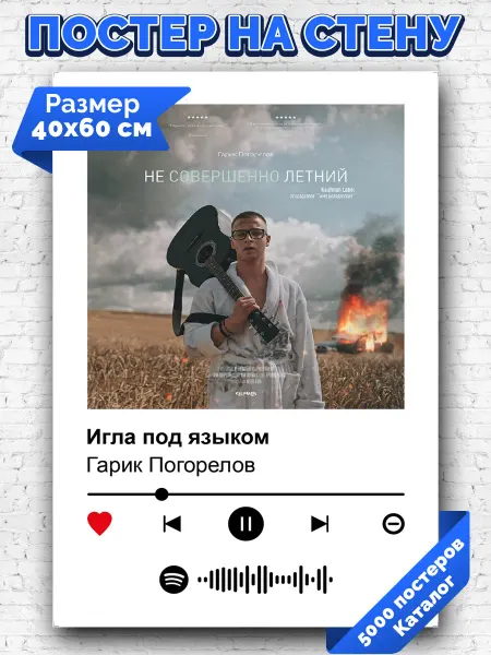Arthata-spotify постер Спотифай постер Спотифай постер Гарик Погорелов - Игла под языком 40х60
