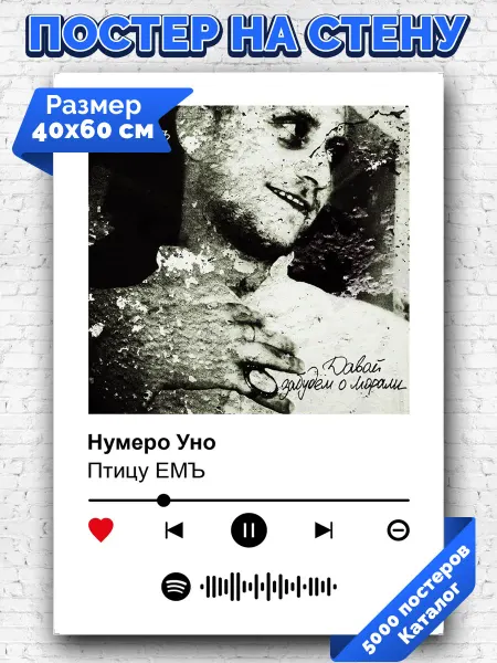 Arthata-spotify постер Спотифай постер Спотифай плакат Птицу ЕМЪ - Нумеро Уно 40х60