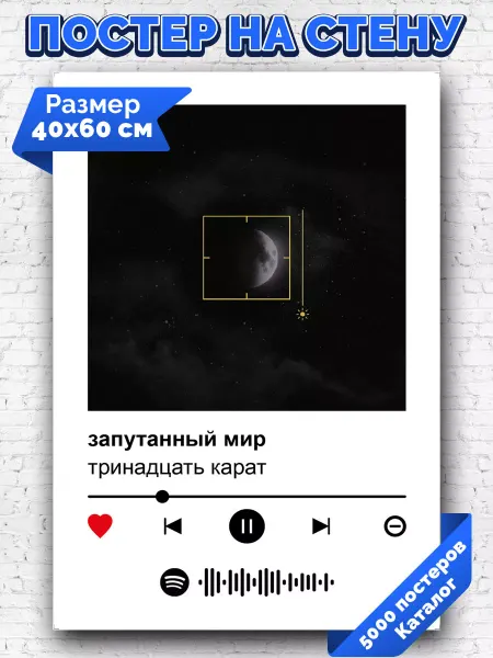 Arthata-spotify постер Спотифай постер Спотифай постер тринадцать карат - запутанный мир 40х60