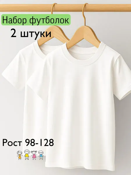 AnnSula BABY Футболки белые 2шт для детей в школу на физкультуру