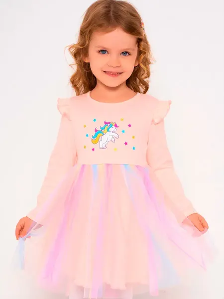 YOULALA KIDS Платье для девочки нарядное праздничное с фатиновой юбкой