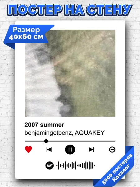 Arthata-spotify постер Спотифай постер Спотифай плакат benjamingotbenz AQUAKEY - 2007 summer 40х60