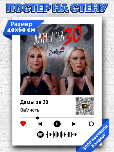 Arthata-spotify постер Спотифай постер Плакат на стену ЗаVисть - Дамы за 30 40х60