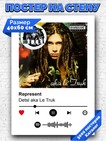Arthata-spotify постер Спотифай постер Спотифай постер Detsl aka Le Truk - Represent 40х60