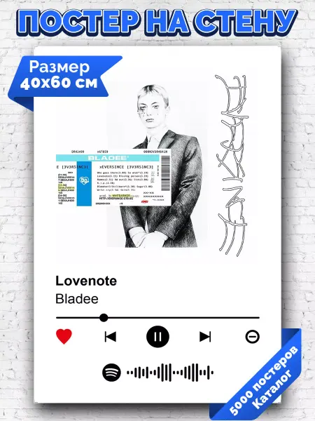 Arthata-spotify постер Спотифай постер Спотифай постер Bladee - lovenote 40х60