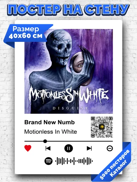Arthata-spotify постер Спотифай постер Спотифай постер Motionless In White - Brand New Numb 40х60