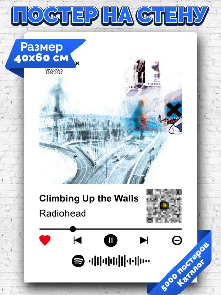 Arthata-spotify постер Спотифай постер Спотифай постер Radiohead - Climbing up the walls 40х60