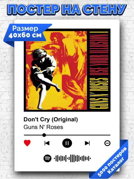 Arthata-spotify постер Спотифай постер Спотифай постер Guns N Roses - Don t cry 40х60