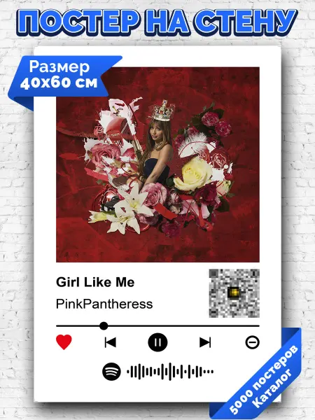 Arthata-spotify постер Спотифай постер Спотифай плакат PinkPantheress - Girl like me 40х60