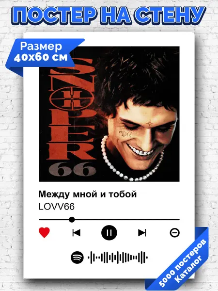 Arthata-spotify постер Спотифай постер Спотифай постер LOVV66 - Между мной и тобой 40х60