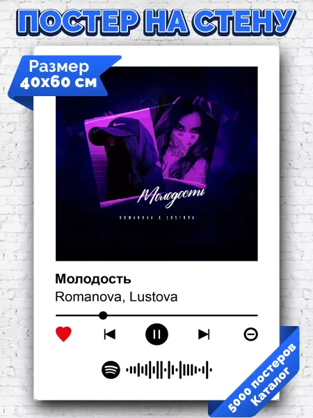 Arthata-spotify постер Спотифай постер Спотифай постер Lustova - Молодость 40х60