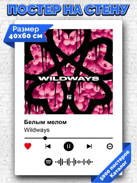 Arthata-spotify постер Спотифай постер Плакат на стену Wildways - Белым мелом 40х60
