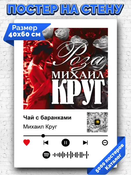 Arthata-spotify постер Спотифай постер Спотифай постер Михаил Круг - Чай с баранками 40х60