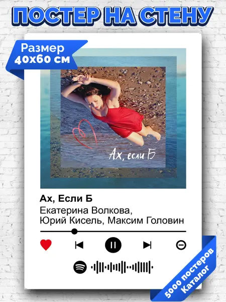Arthata-spotify постер Спотифай постер Спотифай плакат Екатерина Волкова - Ах Если б 40х60