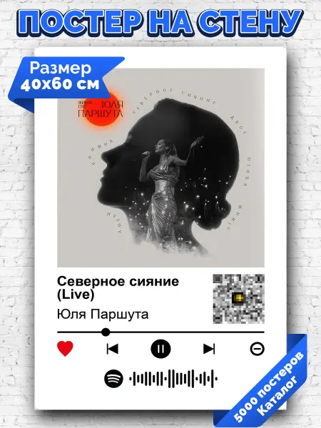 Arthata-spotify постер Спотифай постер Плакат на стену Юля Паршута - Северное сияние 40х60