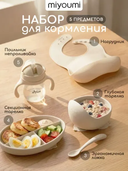 Miyoumi Набор детской посуды для кормления силиконовый