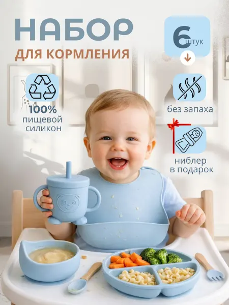 Набор детской силиконовой посуды для кормления