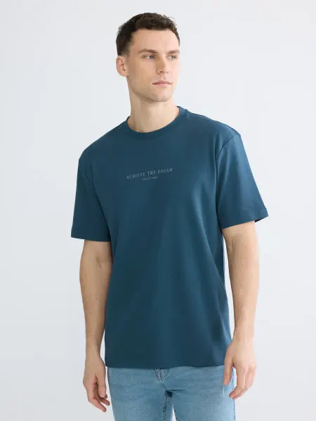 LC Waikiki Мужская футболка oversize с круглым вырезом и принтом
