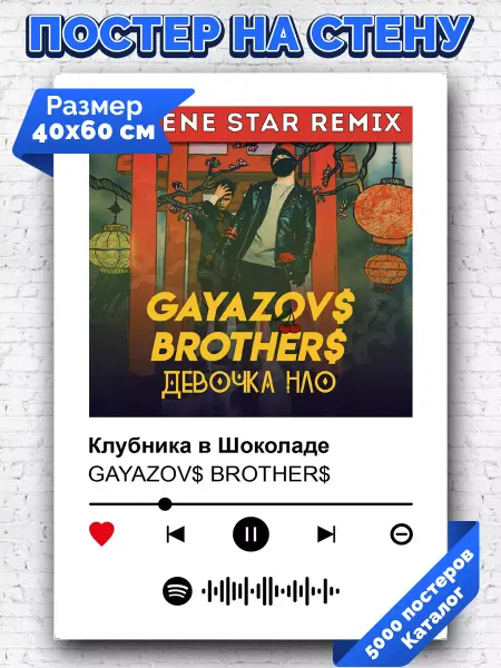 Arthata-spotify постер Спотифай постер Плакат на стену Gayazovs Brothers -Клубника в шоколаде 40х60