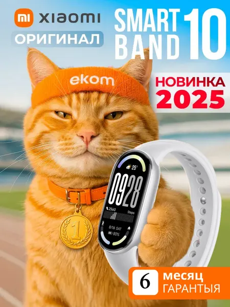 Фитнес-браслет Xiaomi Mi Band 10 "Glacier Silver", экран 1,72", 21 день автономности, серый