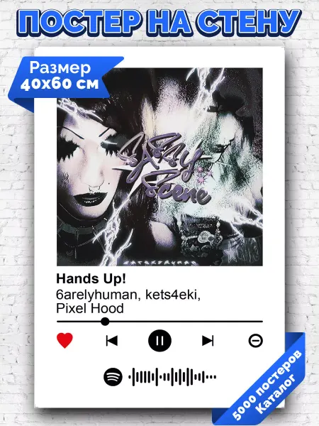 Arthata-spotify постер Спотифай постер Постер Kets4eki 6arelyhuman pixel hood - Hands Up 40х60