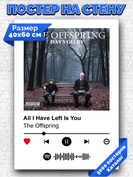 Arthata-spotify постер Спотифай постер Спотифай постер The Offspring - All I Have Left Is You 40х60