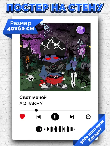 Arthata-spotify постер Спотифай постер Плакат на стену AQUAKEY - Свет мечей 40х60