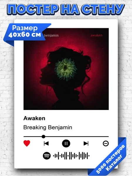 Arthata-spotify постер Спотифай постер Плакат на стену Breaking Benjamin - Awaken 40х60