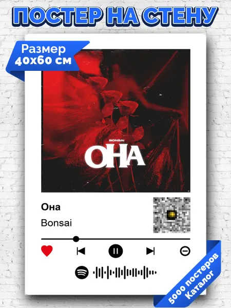 Arthata-spotify постер Спотифай постер Спотифай плакат Bonsai - Она 40х60