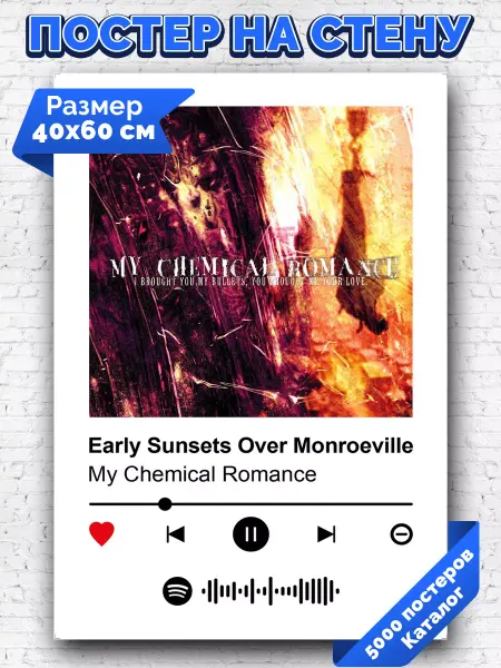 Arthata-spotify постер Спотифай постер Плакат My Chemical Romance - Early Sunsets Over 40х60