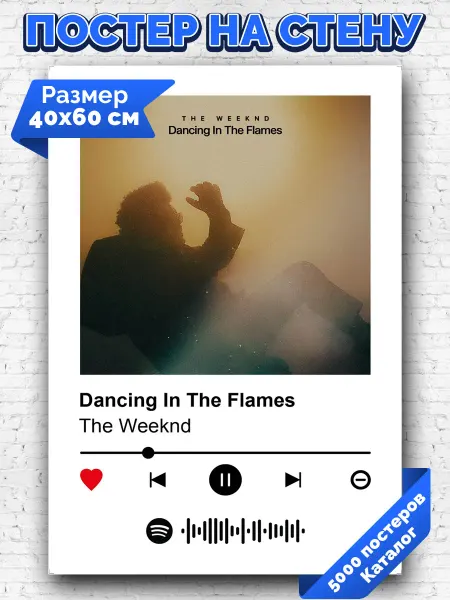 Arthata-spotify постер Спотифай постер Спотифай постер The Weeknd - Dancing In The Flames 40х60