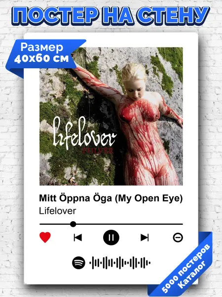 Arthata-spotify постер Спотифай постер Плакат на стену Lifelover - Mitt Oppna Oga My Open Eye 40х60