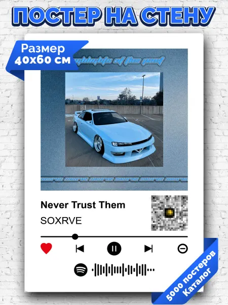 Arthata-spotify постер Спотифай постер Плакат на стену SOXRVE - Never Trust Them 40х60