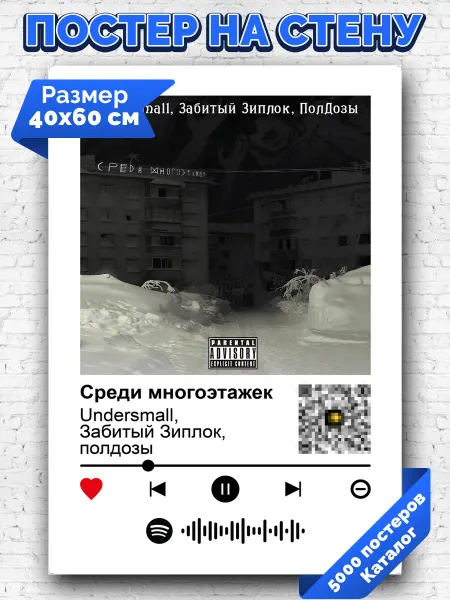 Arthata-spotify постер Спотифай постер Плакат Undersmall Забитый Зиплок - Среди многоэтажек 40х60