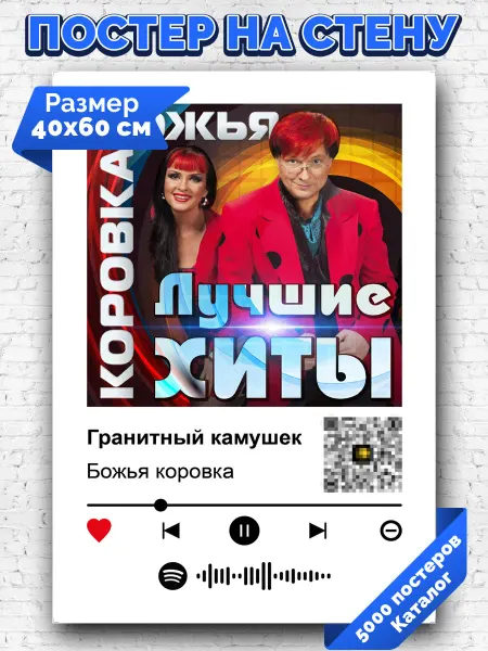 Arthata-spotify постер Спотифай постер Спотифай постер Божья коровка - Гранитный камушек 40х60
