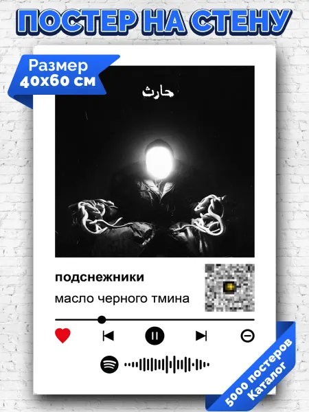 Arthata-spotify постер Спотифай постер Спотифай плакат масло черного тмина - подснежники 40х60