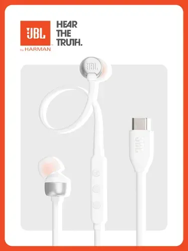 Наушники проводные, JBL Tune 310c, TYPE-C, внутриканальные, вакуумные с микрофоном, черный