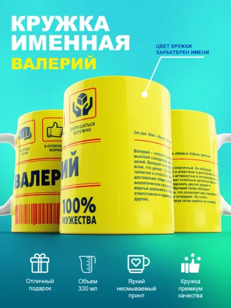 Cup-cup Именная кружка Валерий керамическая в подарок 330мл