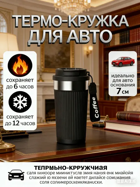 Kaidy Автомобильная термокружка для кофе с фильтром