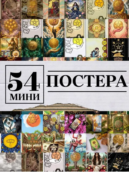 1-й Стикер Минипостеры 54 шт карты таро Туз Пентаклей