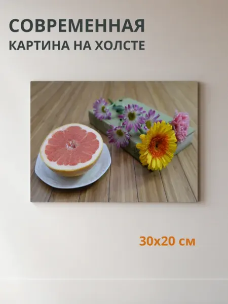 DZiVA Картина на холсте Натюрморт с грейпфрутом 30x20 см