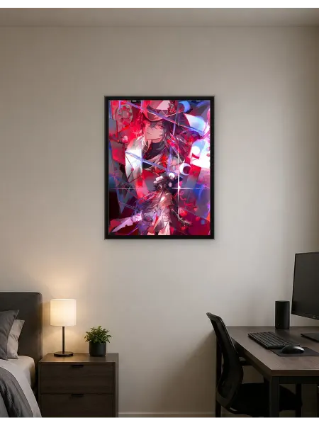 Postersbase Постер Персонаж анимэ в абстрактном красном и синем цв 30x40