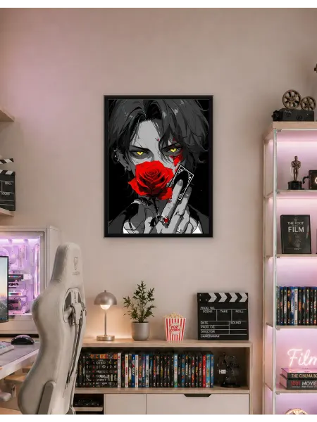 Postersbase Постер на стену Мужчина с розой и карточкой 30x40