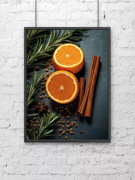 Poster Mall Постер на стену на кухню Фото корица и апельсин 30х40