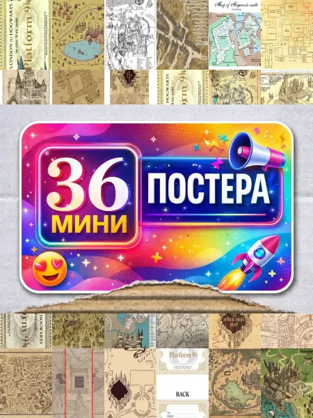 BUCHIBU Минипостеры 36 шт карта хогвартс