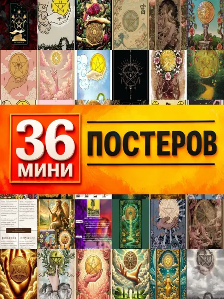 KONOV Минипостеры 36 шт карты таро Туз Пентаклей